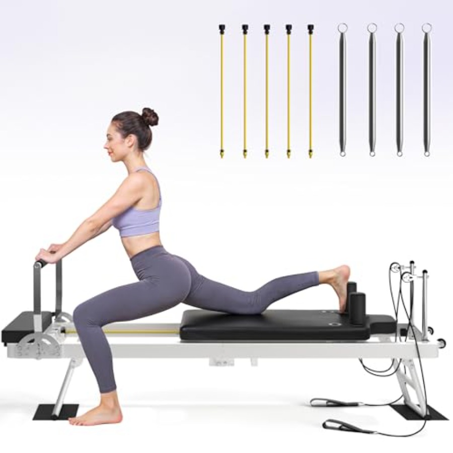 Leg Home Gym Workout - Foldable Pilates Reformer Machine for Home