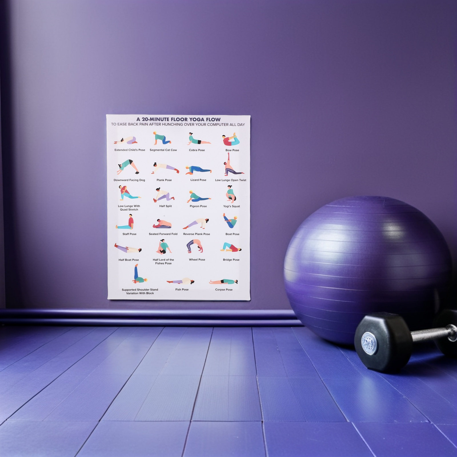 Yoga Poses Poster Wall Art Woo - Home Gym Furniture 리뷰 및 가격